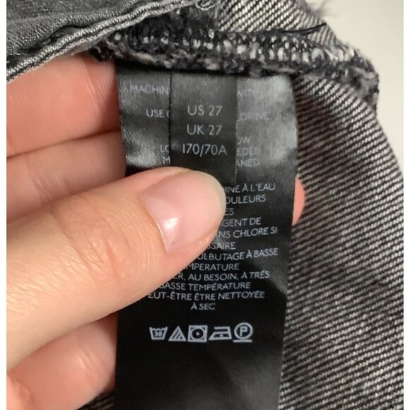 We The Free People Black Denim High-Waisted Distressed Fringe Hem Shorts Size 27 - Picture 5 of 11